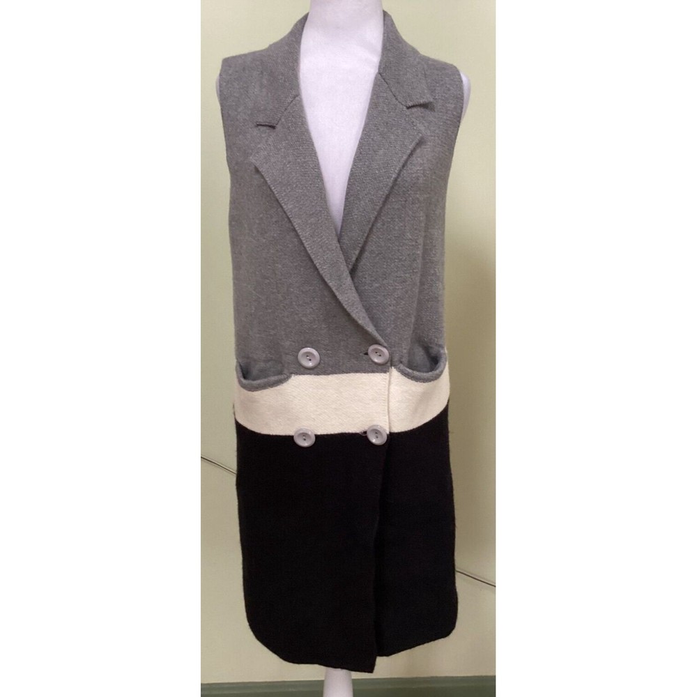 Baciano by Bacci Women Size S Wool Blend Sleeveless Vest Colorblock Sweater Coat